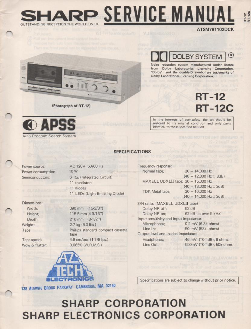 RT-12 RT-12C Cassette Deck Service Manual