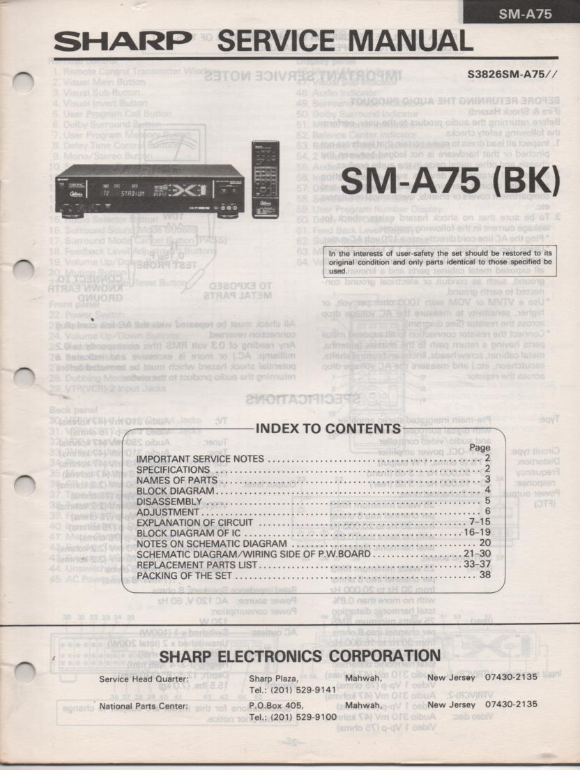SM-A75 BK Audio Video Amplifier Service Manual