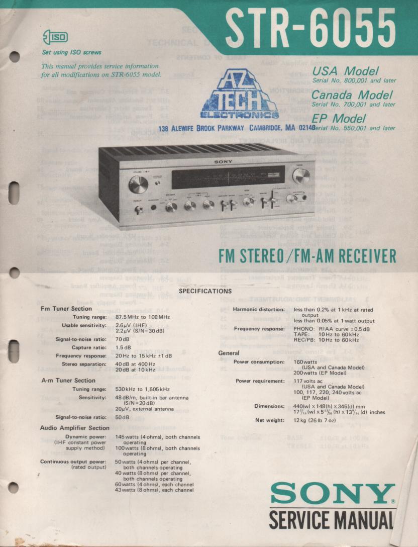 STR-6055 Receiver Service Manual  Sony 