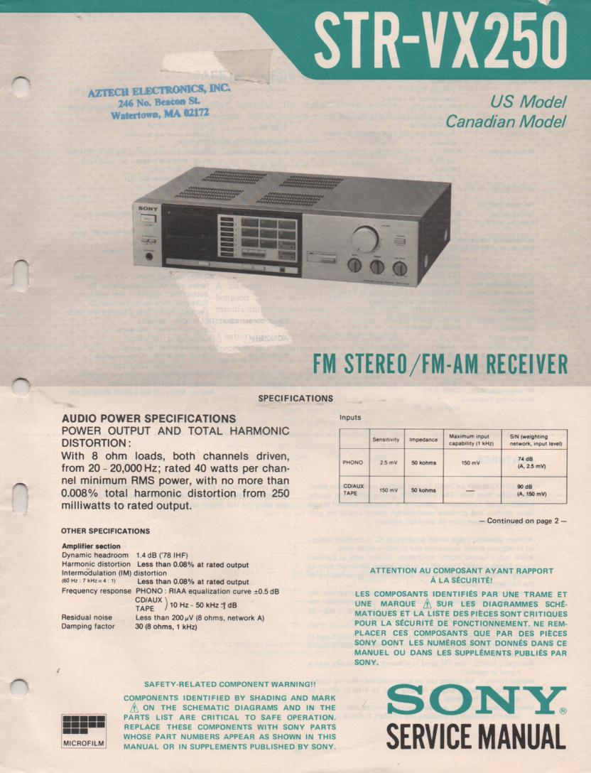 STR-VX250 Receiver Service Manual  Sony 