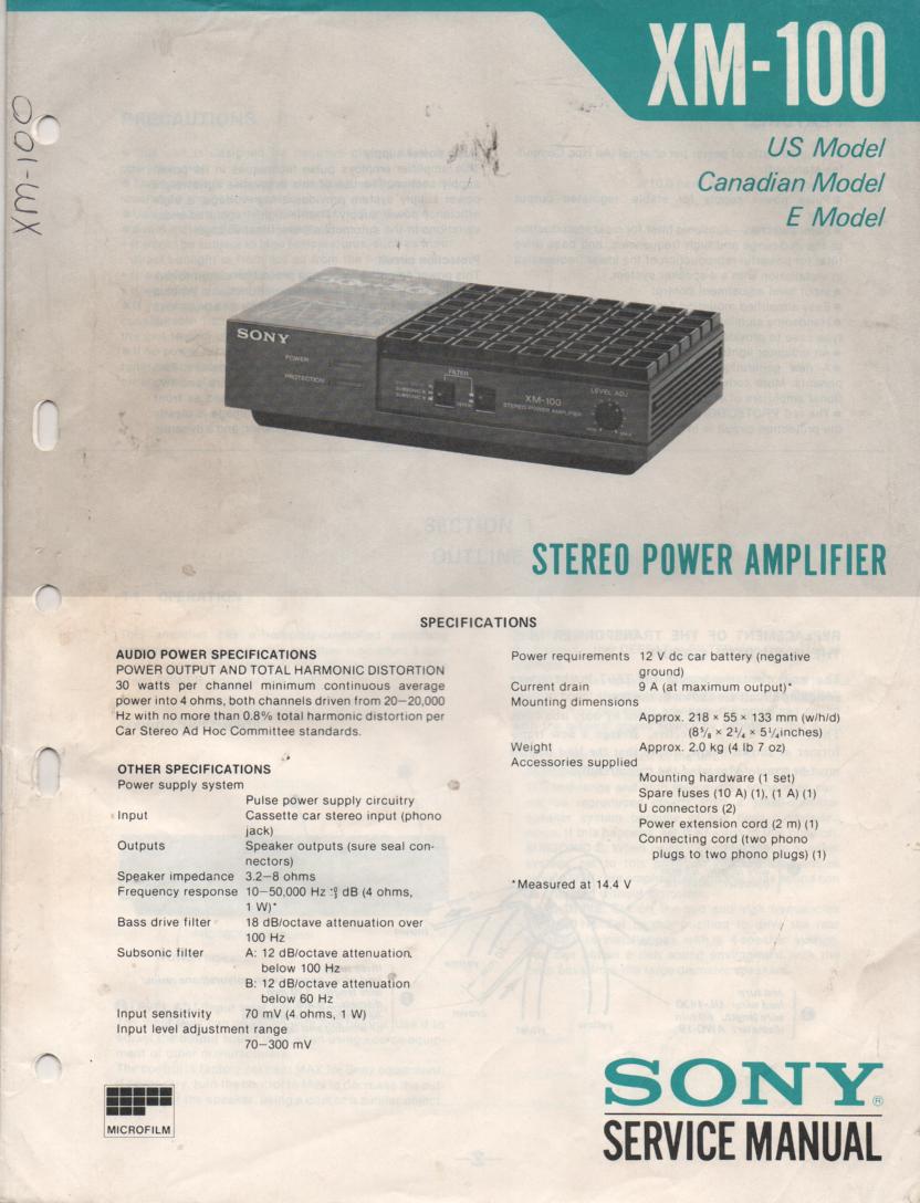 XW-100 Amplifier Service Manual