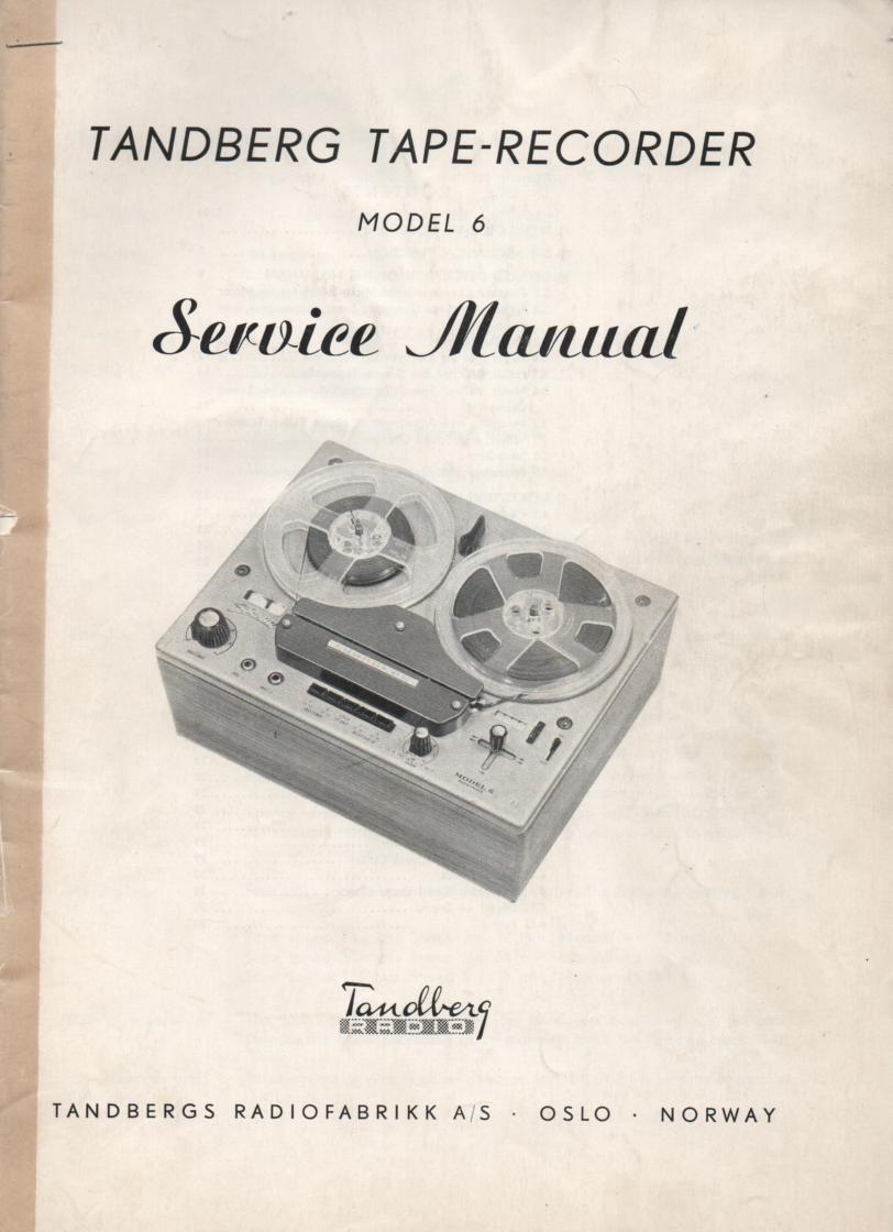 Model 6 Tape Recorder Service Manual 1 Serial No. 602700 - 607500  TANDBERG