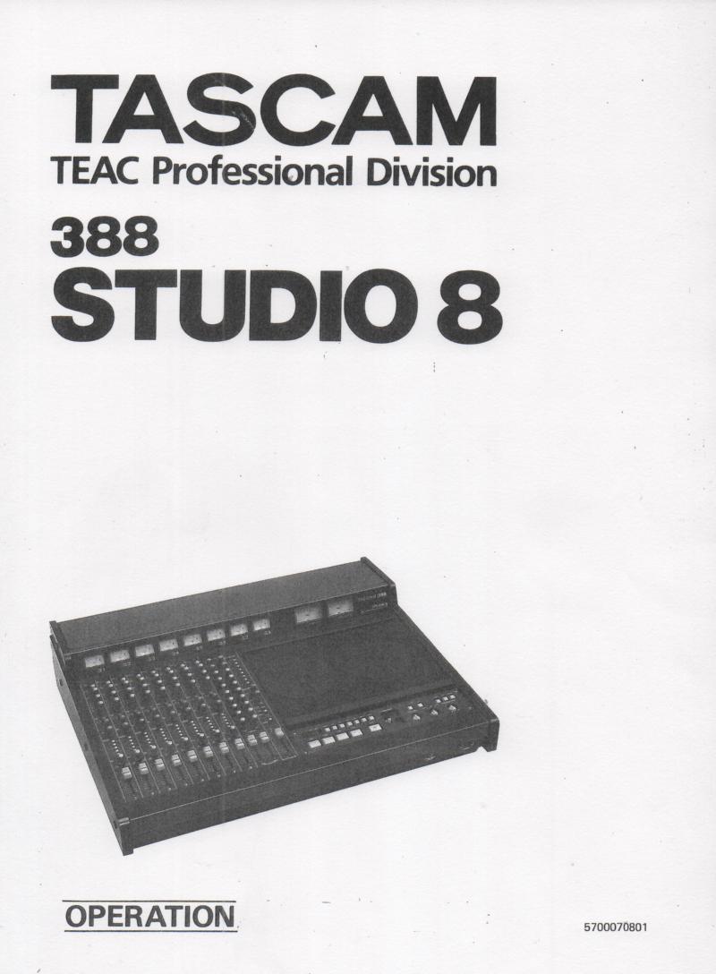 Studio 8 Mixer Recorder Owners Manual