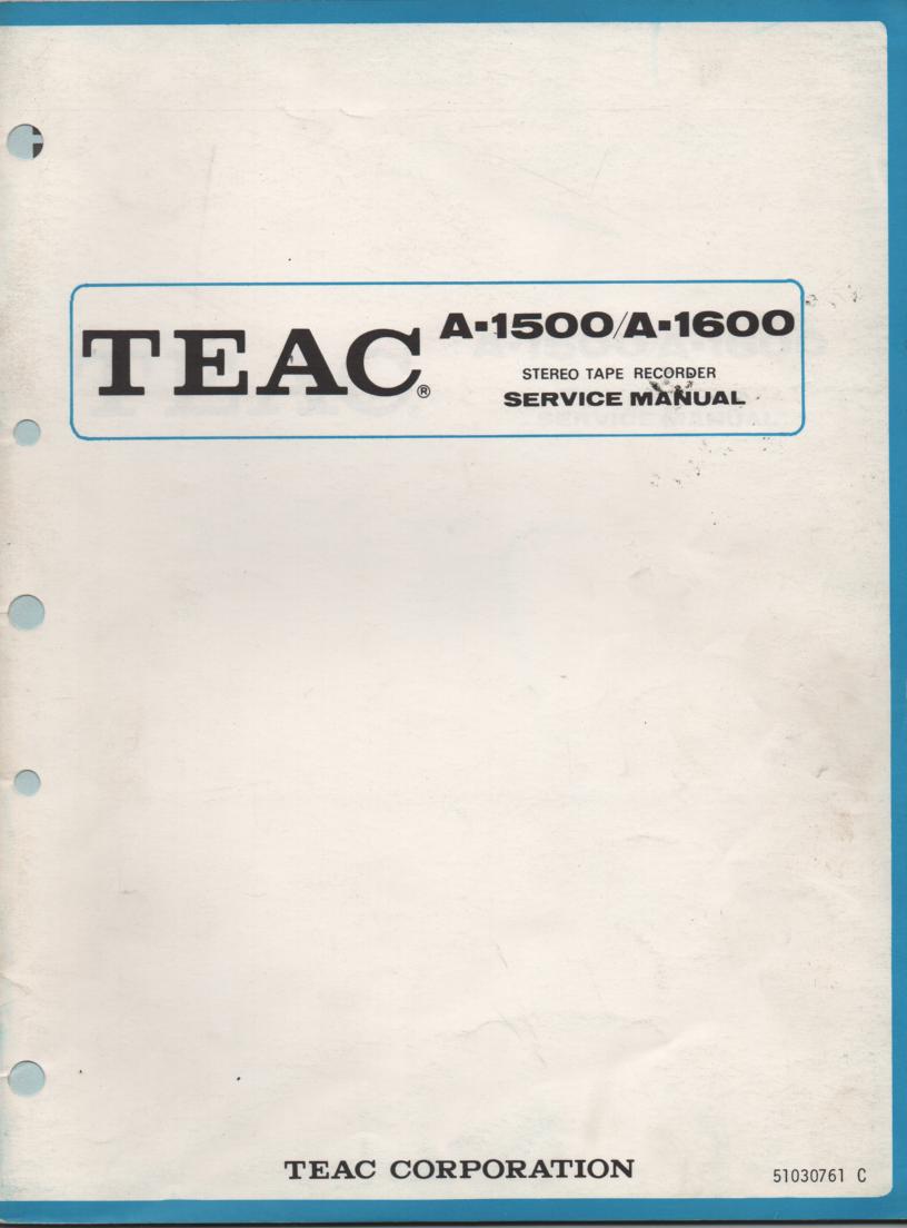 A-1600 Reel to Reel Service Manual  TEAC
