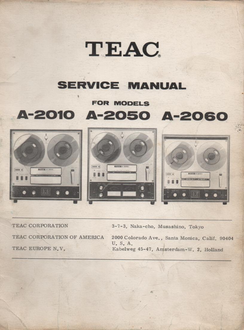 A-2010 Reel to Reel Service Manual  TEAC