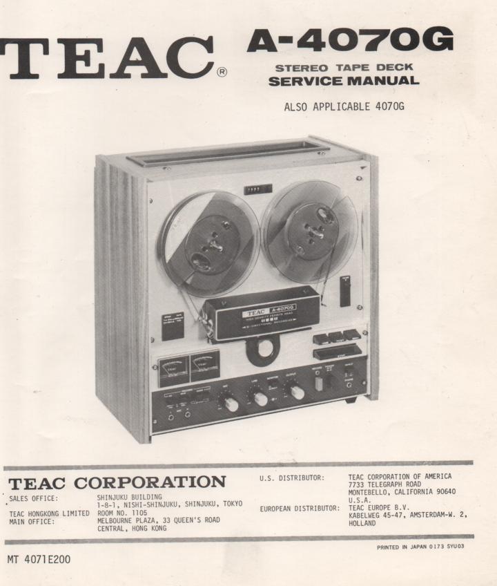 A-4070G Reel to Reel Service Manual  TEAC