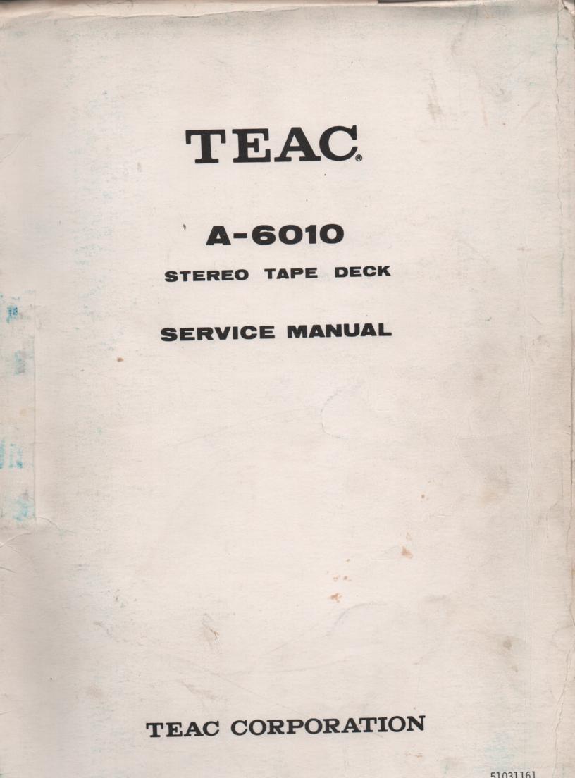 A-6010 Reel to Reel Service Manual  TEAC