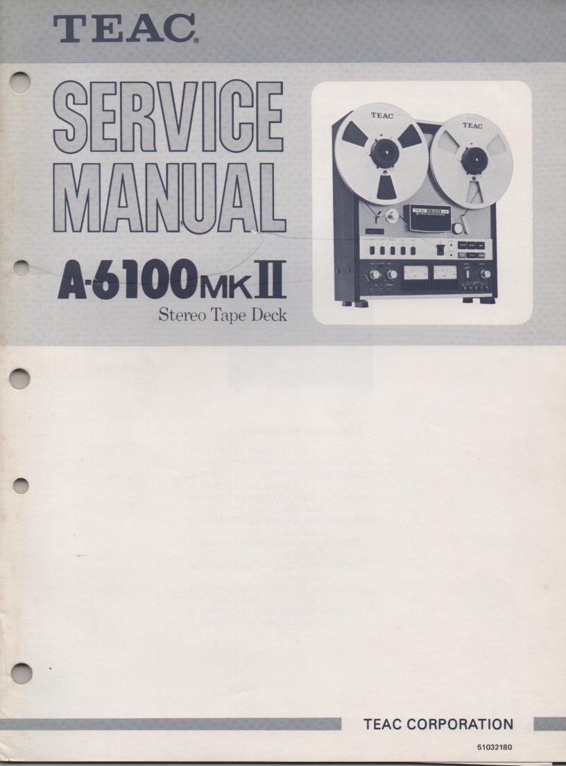 A-6100mk II Reel to Reel Service Manual  TEAC