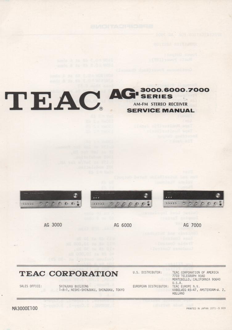 AG-6000 Receiver Service Manual  TEAC