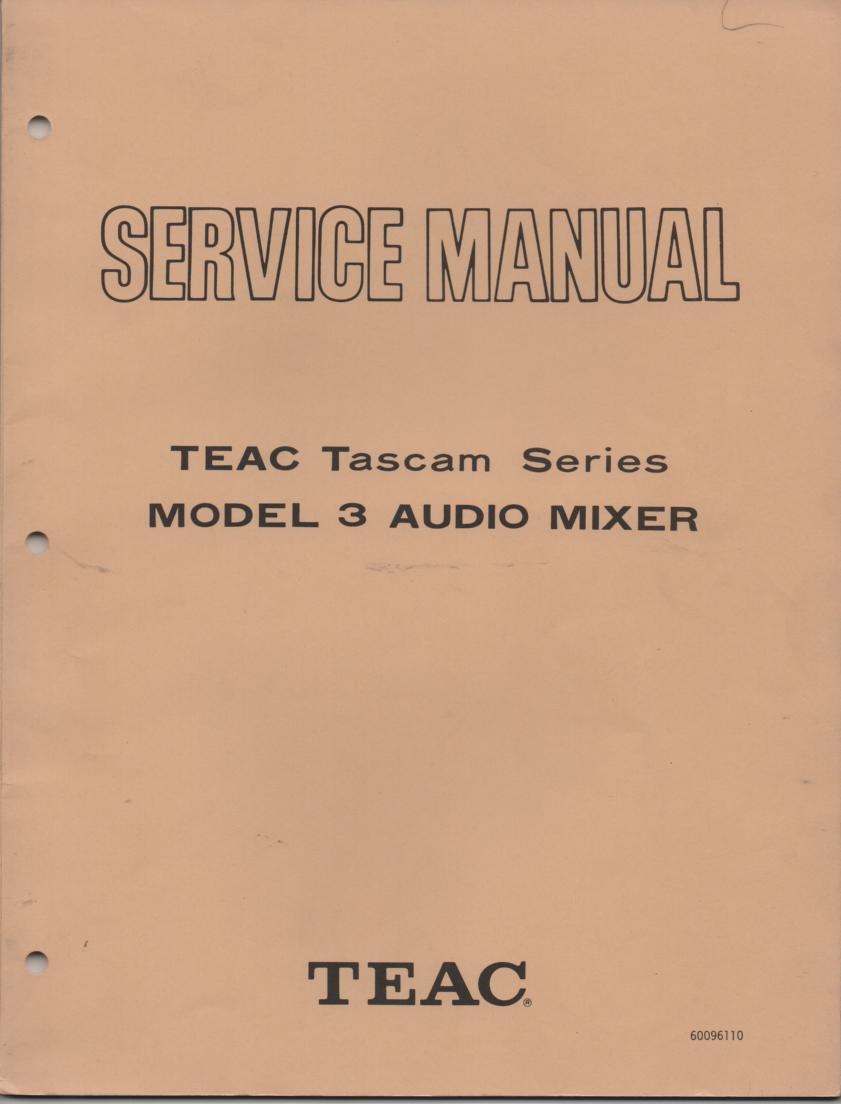 3 Model 3 Audio Mixer Service Manual