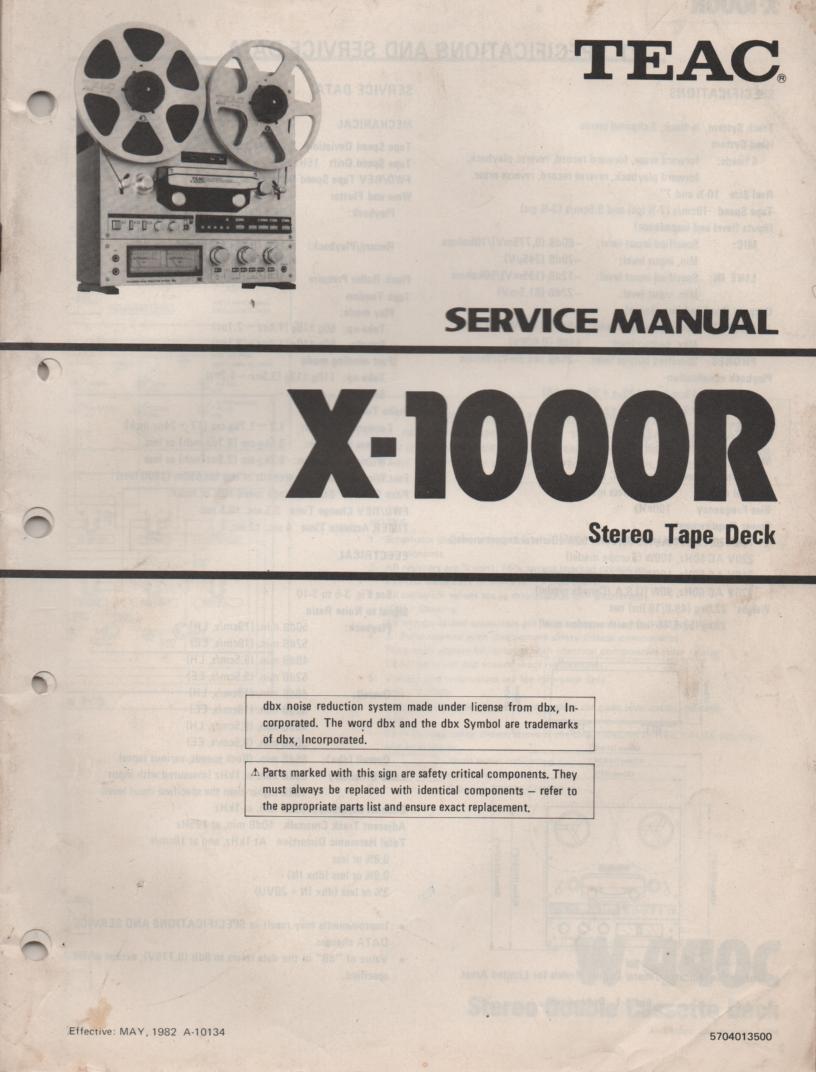 X-1000R Reel to Reel Service Manual  TEAC