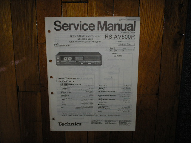 RS-AV500R Cassette Deck Service Manual
