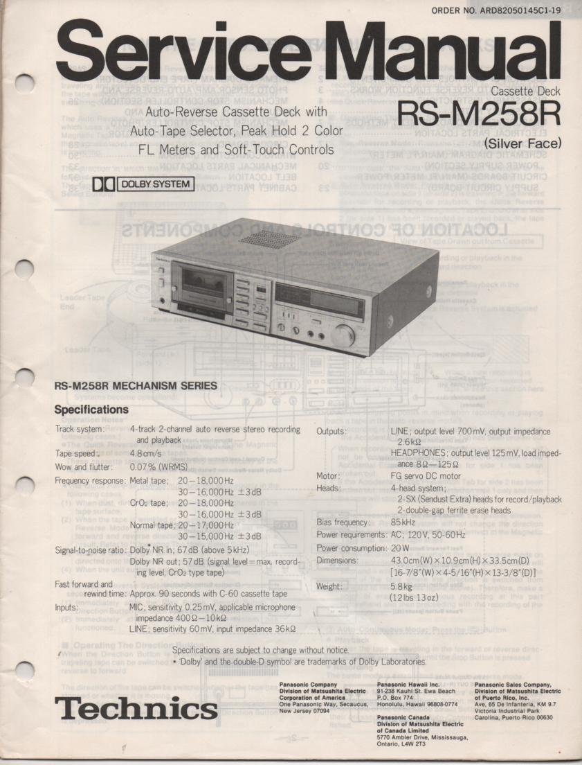 RS-M258R Cassette Deck Service Manual.. 