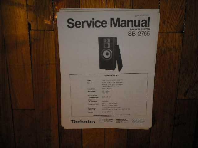 SB-2765 Speaker Service Manual  Technics  Speakers