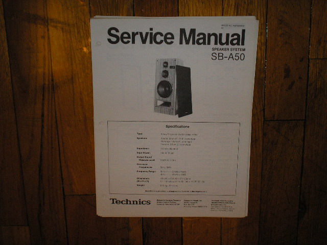 SB-A50 Speaker Service Manual  Technics  Speakers