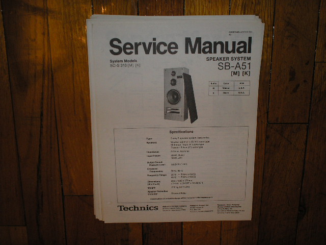 SB-A51 Speaker Service Manual  Technics  Speakers
