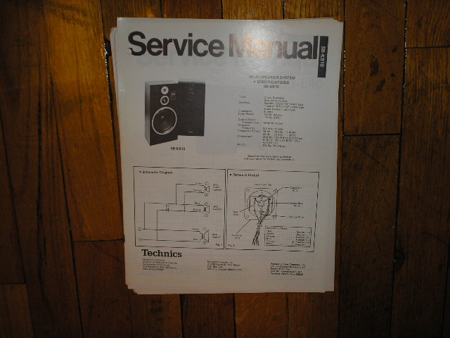 SB-K910 Speaker Service Manual  Technics  Speakers