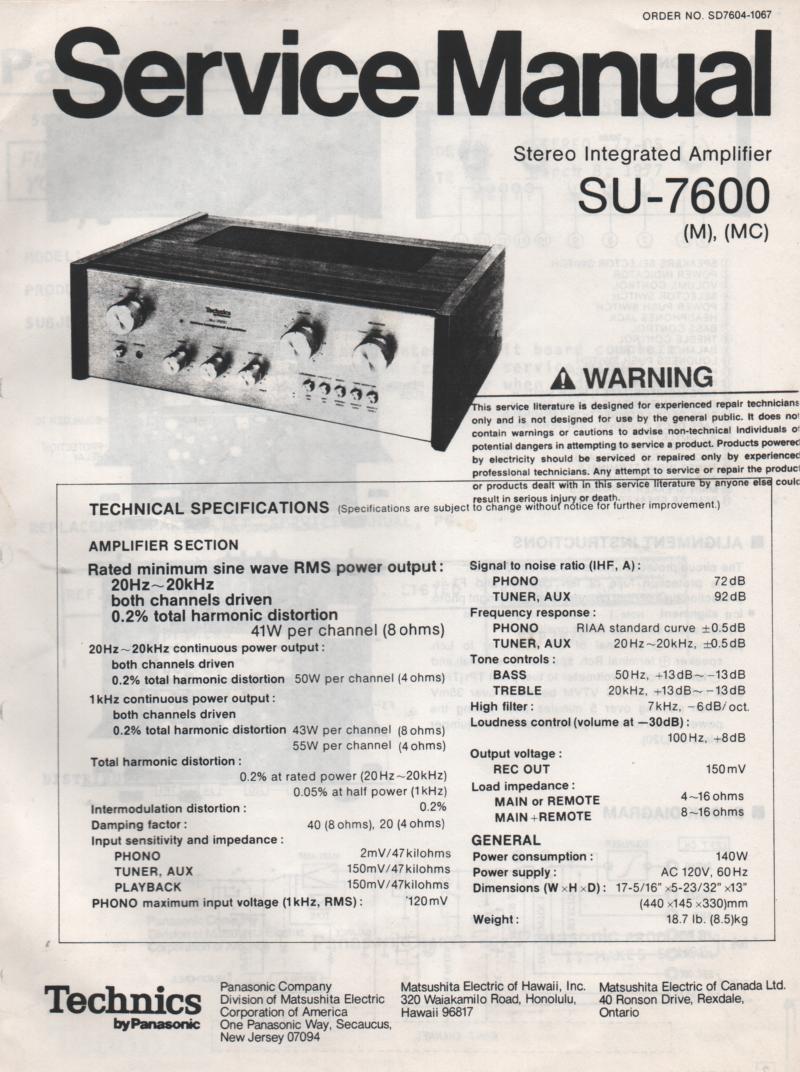 SU-7600 Amplifier Service Manual