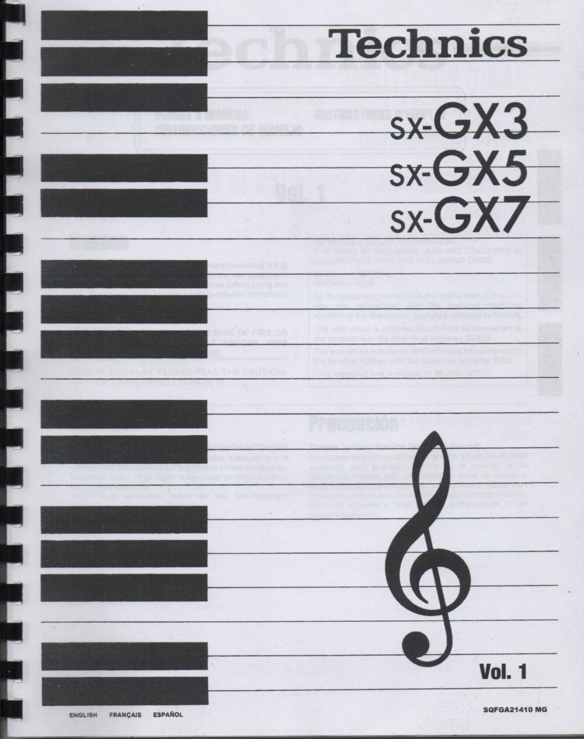 SX-GX7 Electric Organ Operating Instruction Manual. 3 Manual set...