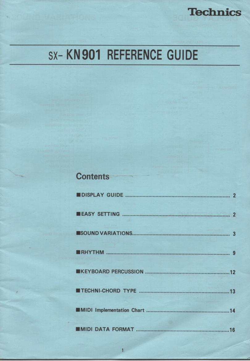 SX-KN901 Keyboard MIDI Reference Owners Manual.. 