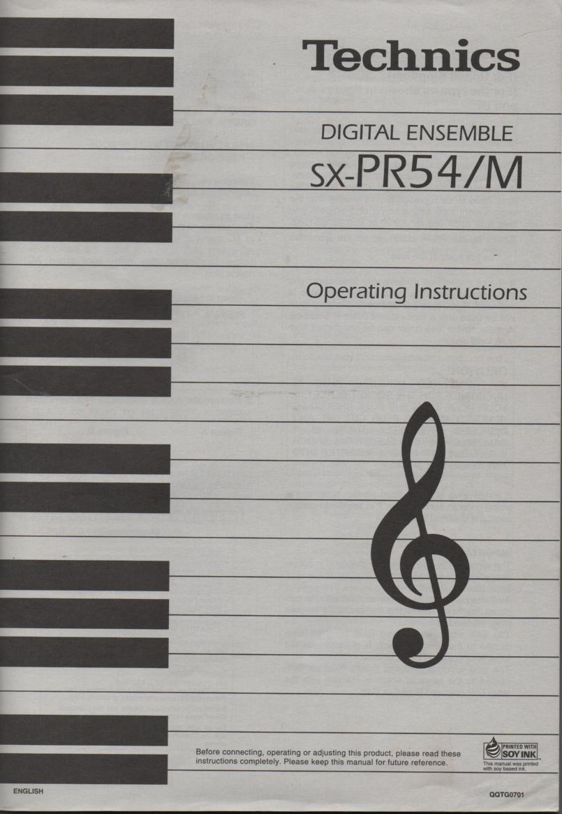 SX-PR54 SX-PR54M Digital Ensemble Operating Instruction Manual