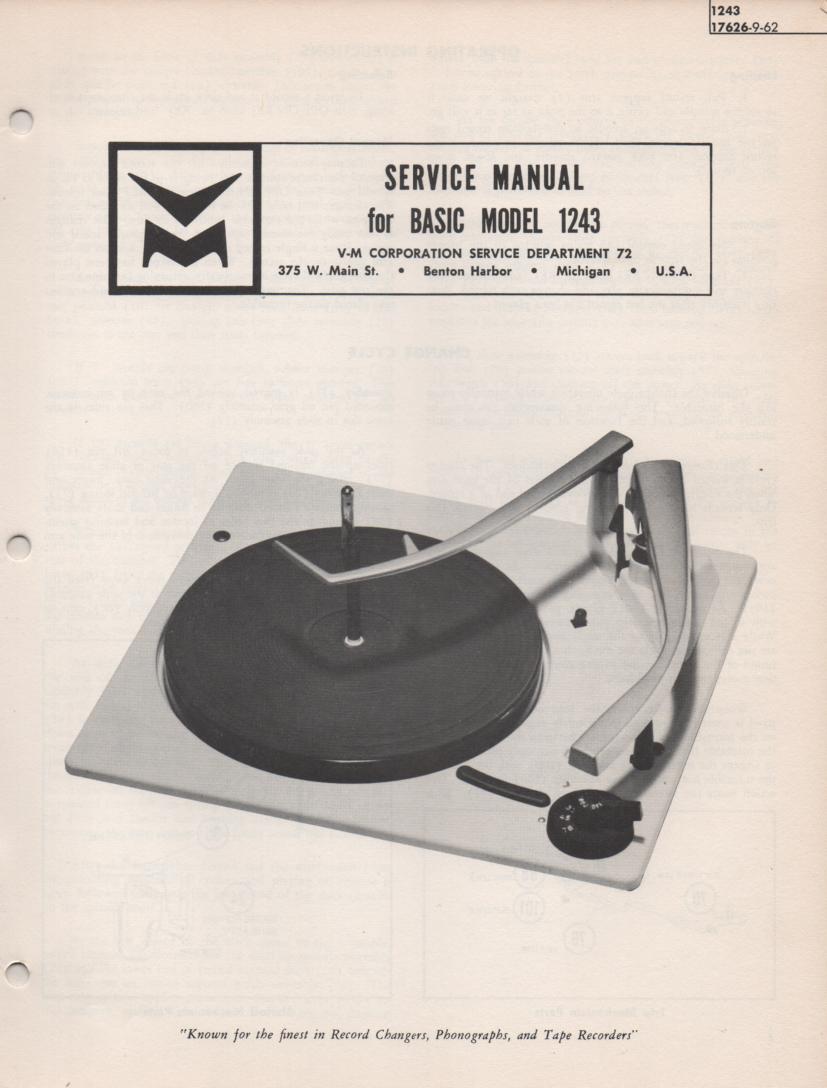 1243 Record Changer Service Manual  VOICE OF MUSIC