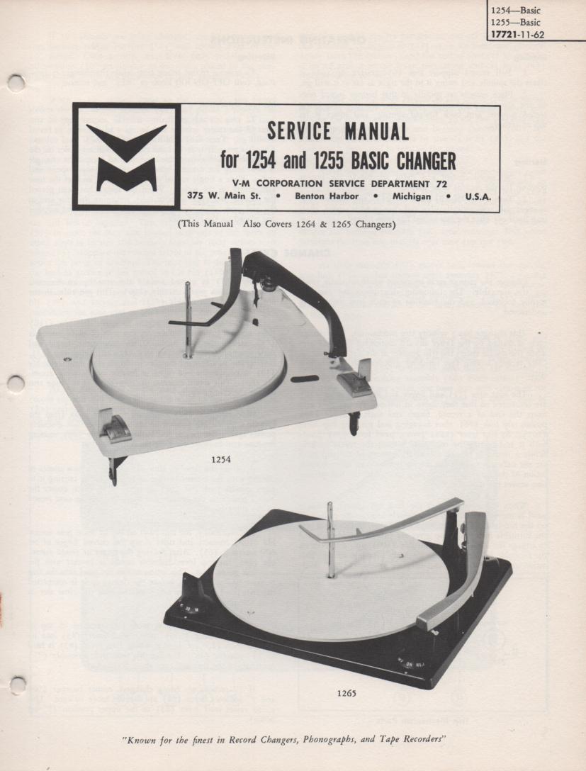 1254 Record Changer Service Manual  VOICE OF MUSIC