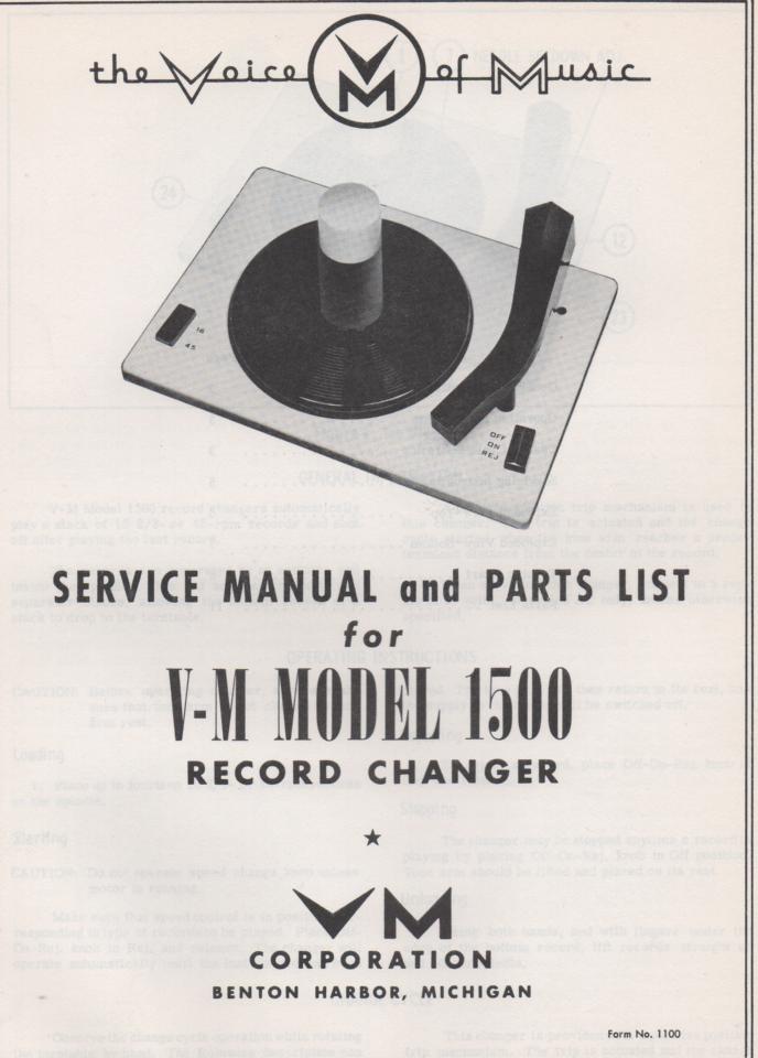 1500 Record Changer Service Manual