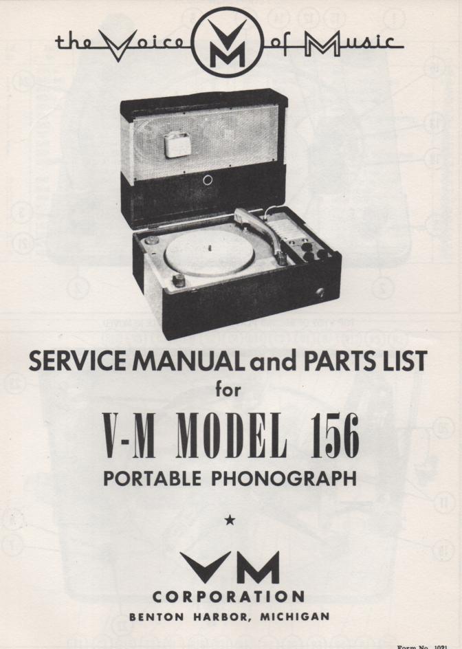 156 Portable Phonograph Service Manual