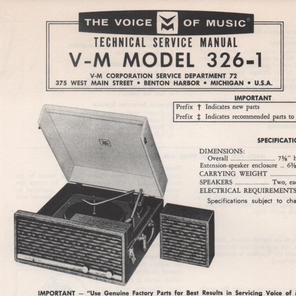 326-1 Phonograph Service Manual  VOICE OF MUSIC