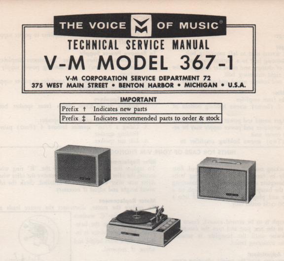 367-1 Phonograph Service Manual  VOICE OF MUSIC