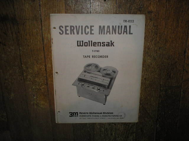 1780 Reel to Reel Service Manual  WOLLENSAK