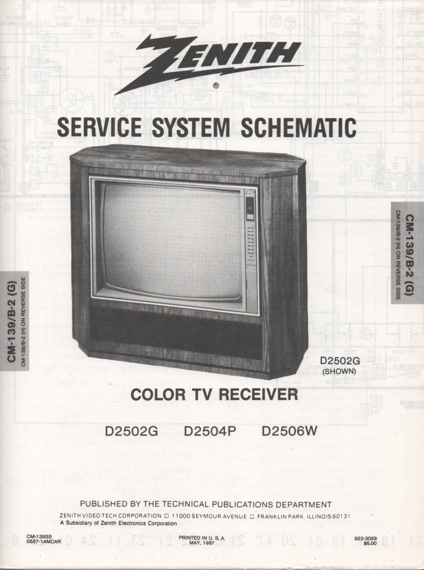 D2502G D2504P D2506W Service Diagram CM-139 B-2 G H Chassis Television Service Information
