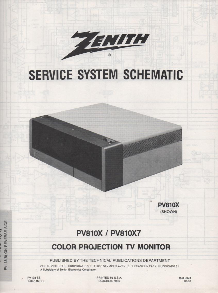 PV810X7 TV Schematic ..  PV810X Manual