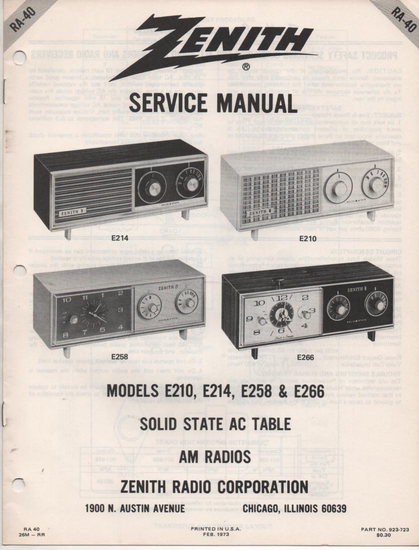 E210 E214 E258 E266 Table Radio Service Manual RA40