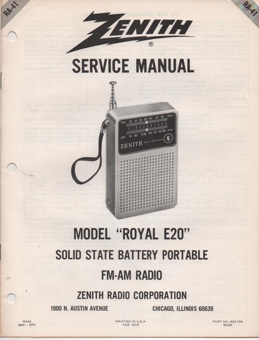 E20 Royal E20 Portable Radio Service Manual RA41. 