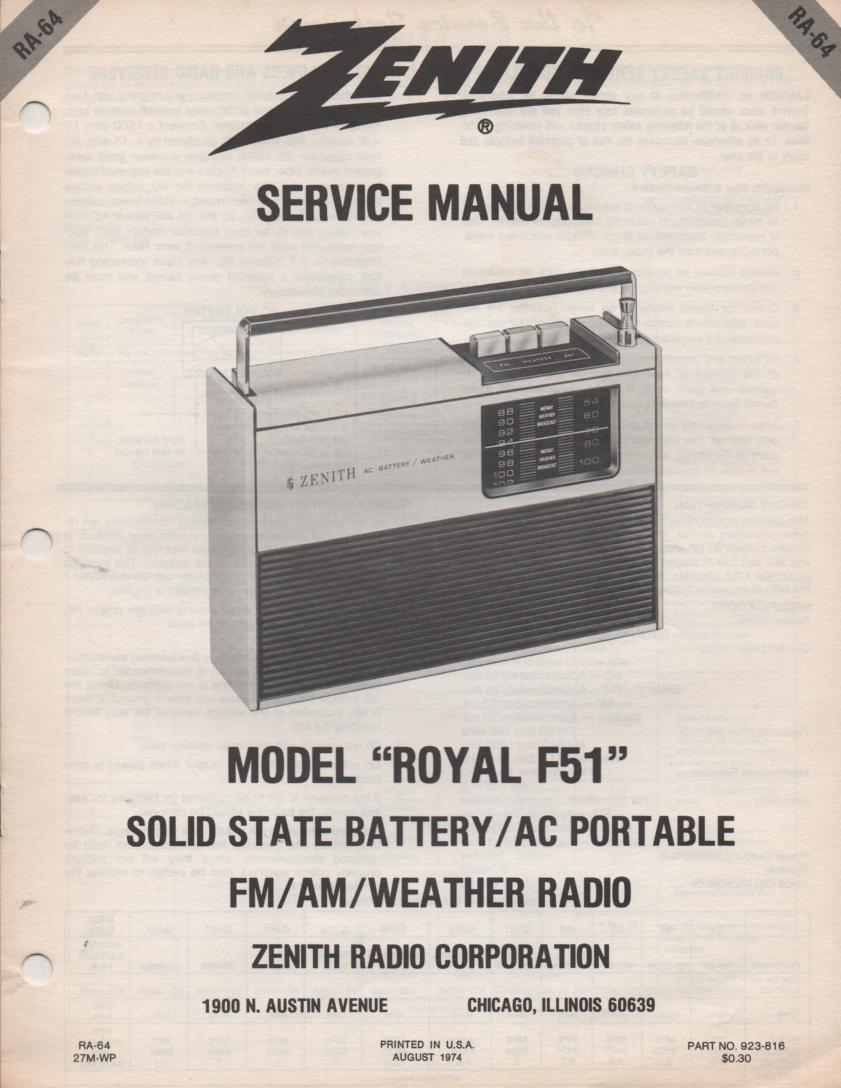 F51 Royal F51 Portable Radio Service Manual RA64