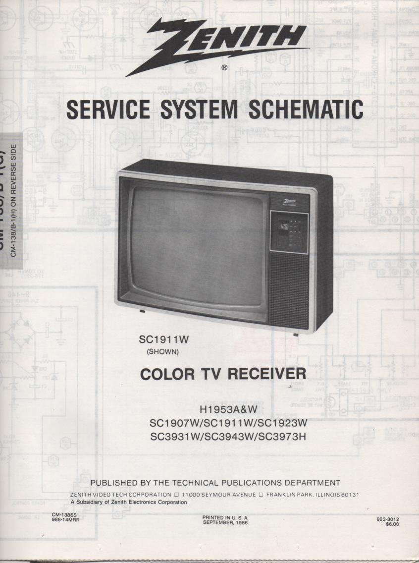 SC1923W TV Schematic ..  SC1907W Manual
