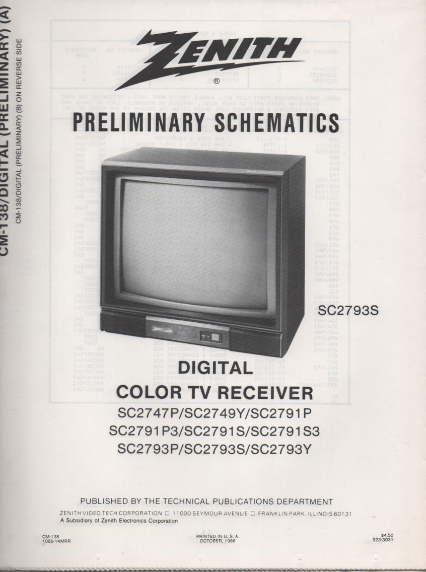 SC2793Y TV Schematic ..  SC2747P Manual