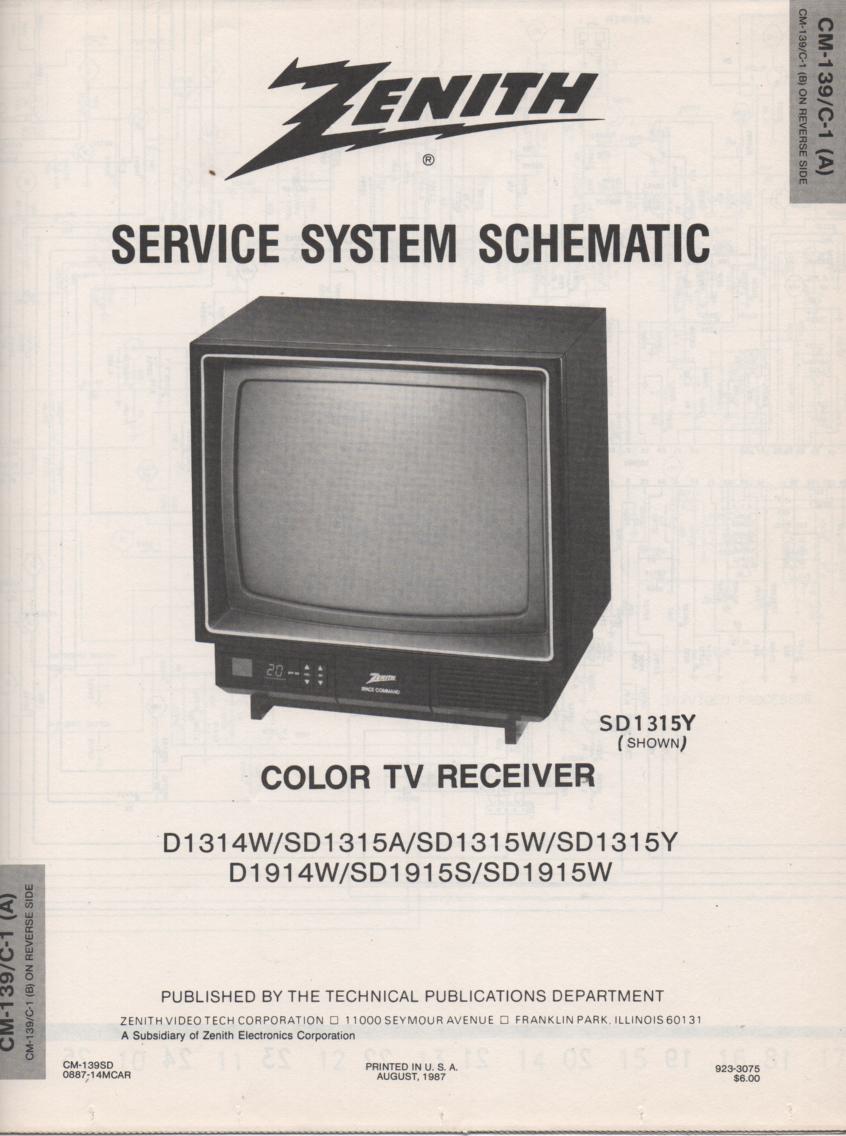 SD1315A  TV Schematic ..  D1314W Manual