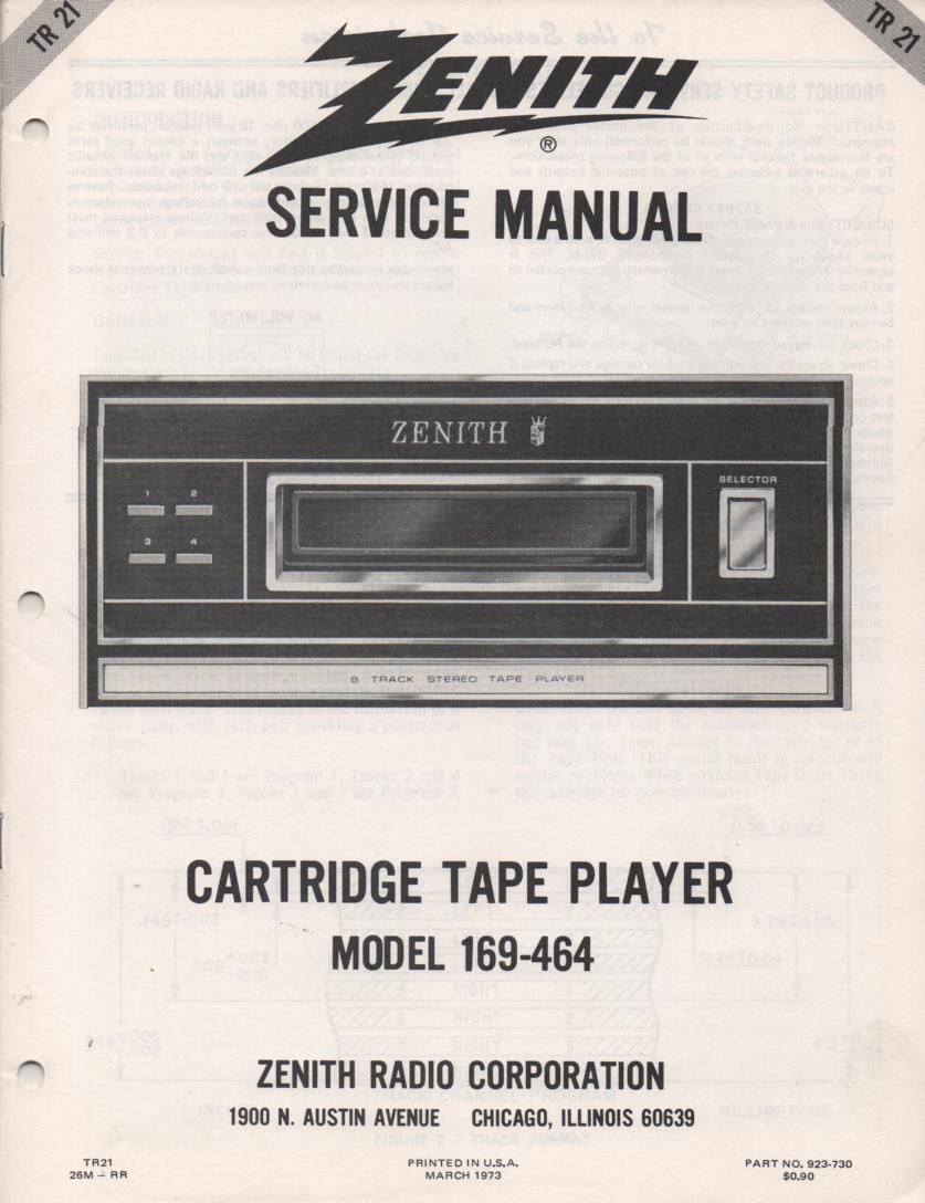 169-464 8-Track Tape Player Service Manual TR21