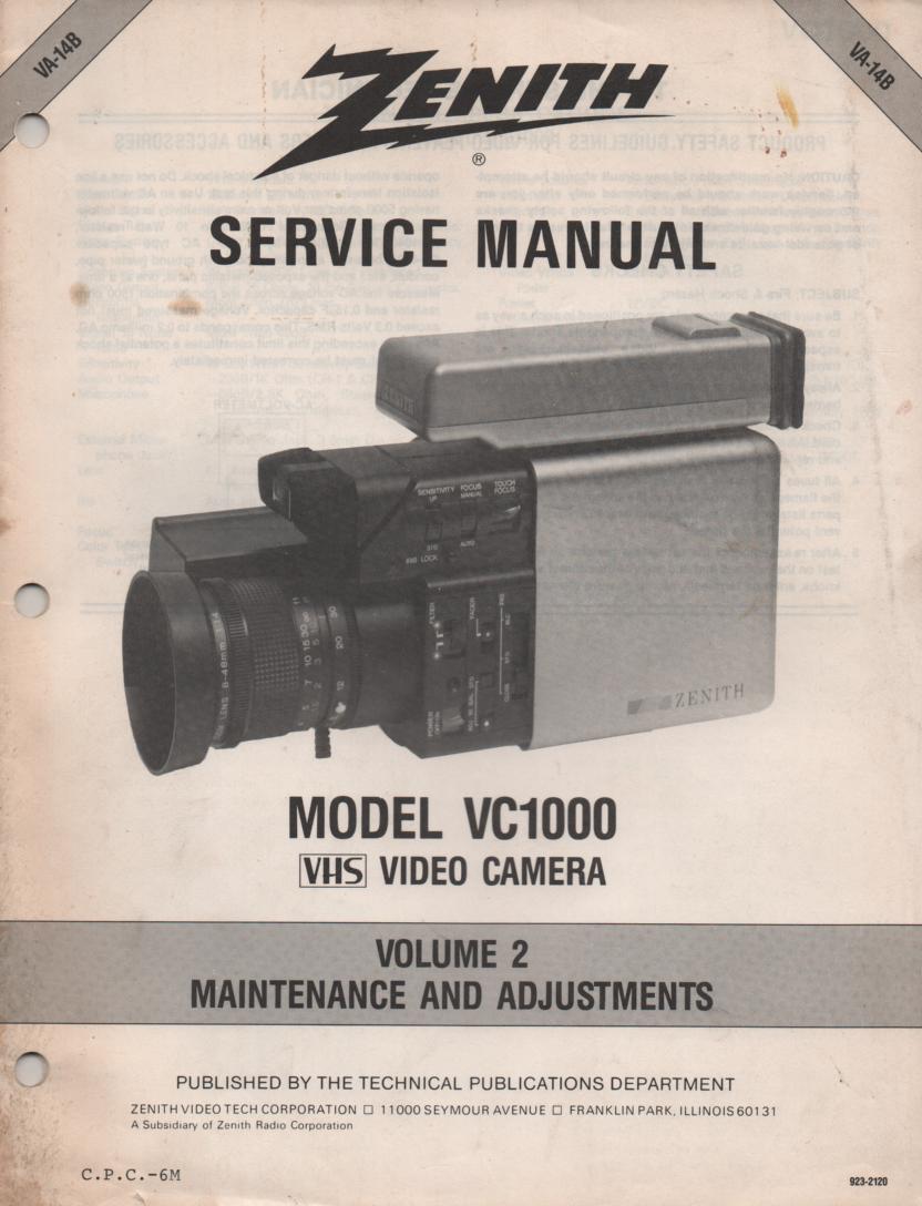 VC1000 Camcorder Maintenance and Adjustment Service Manual VA14B

