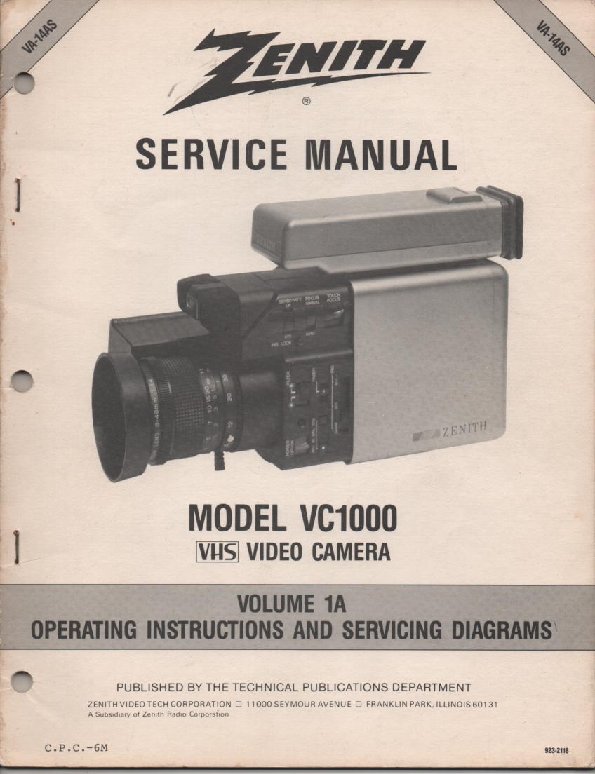 VC1000 Camcorder Schematics Service Manual VA14AS-2