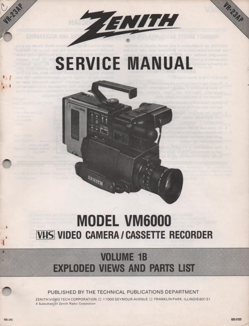VM6000 Camcorder Exploded Views and Part List Service Manual VR23AP