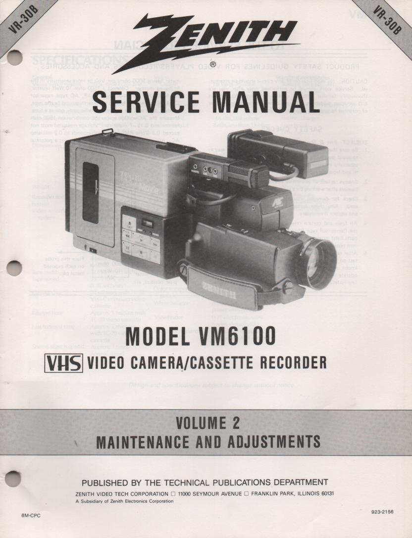VM6100 Camcorder Maintenance and Adjustments Service Manual VR30B