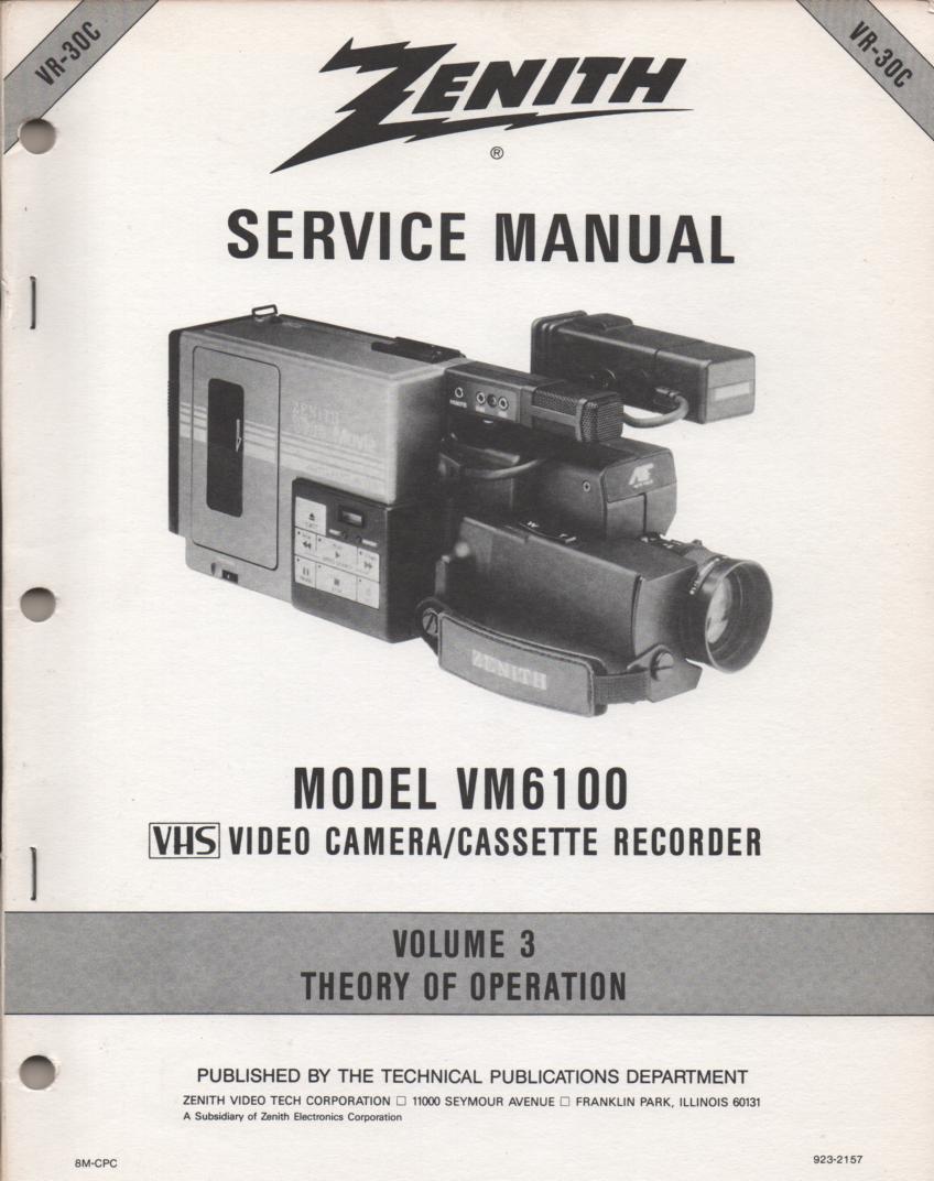VM6100 Camcorder Theory of Operation Service Manual VR30C