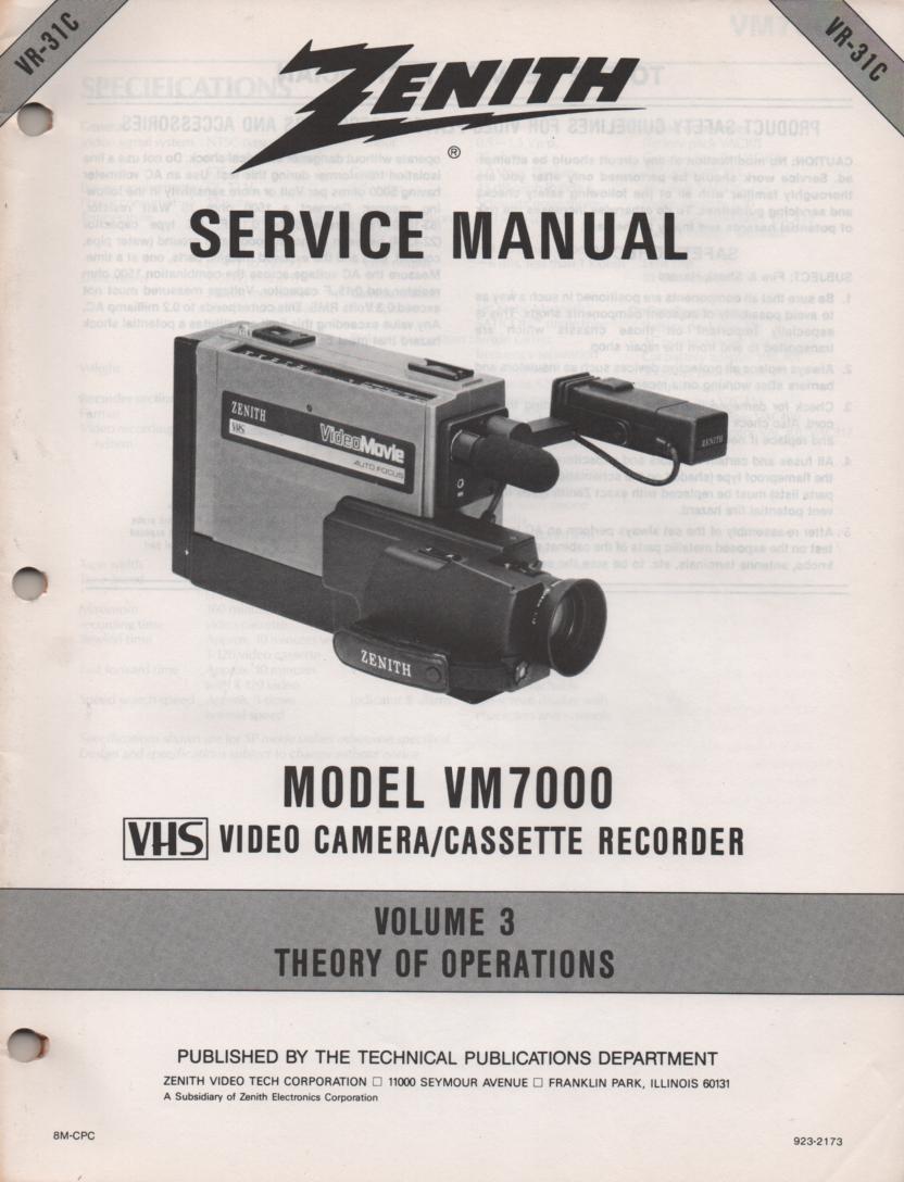 VM7000 Camcorder Theory of Operation Service Manual VR31C